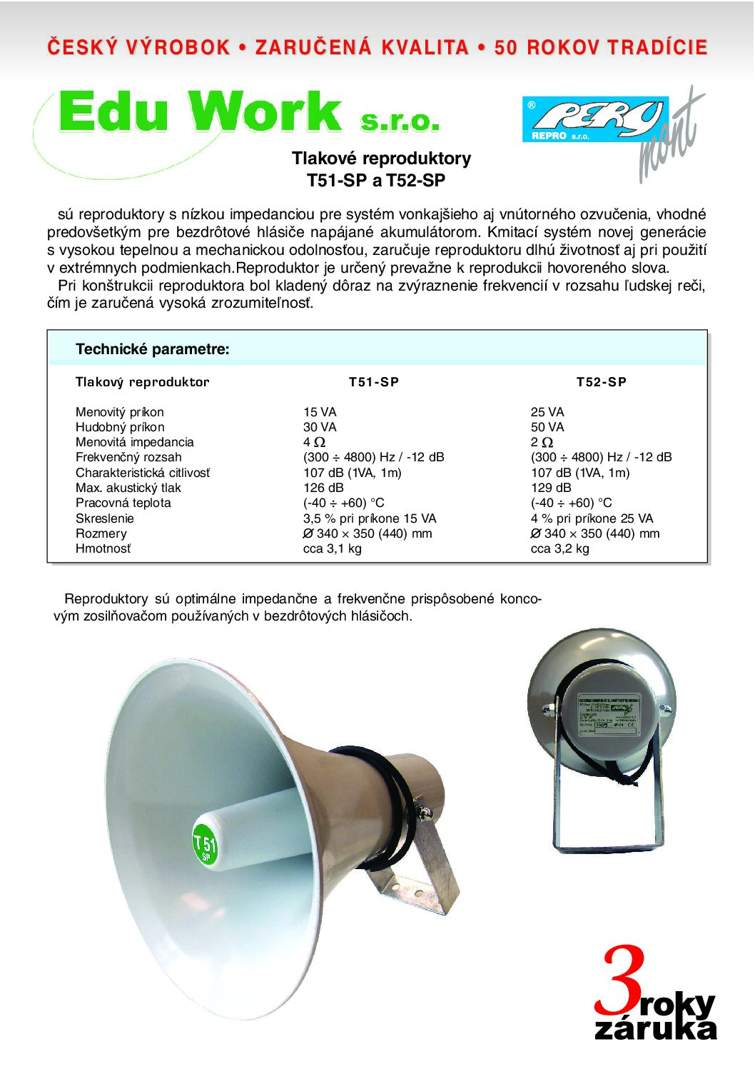 Tlakový reproduktor T51-OF 100V/15W – Obrázok 3